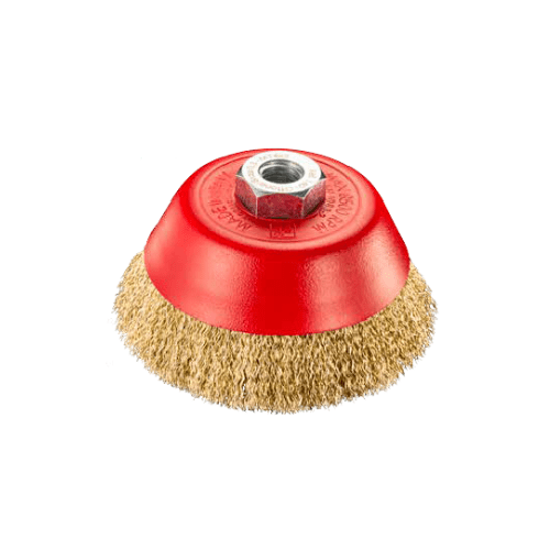 SIT 4" M14 x 100mm Brass Plated Crimped Wire Cup Brush