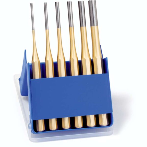 RENNSTEIG Parallel Pin Punch Set 3/4/5/6/8/10x150mm in Plastic Stand