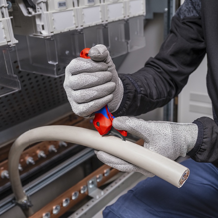 Knipex | 16 50 145 SB | Ratchet Cable Stripping Knife w/ Guide Shoe