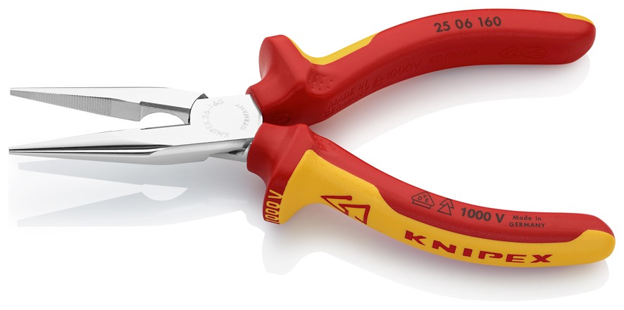 Knipex | 25 06 160 | VDE Snipe Nose Side Cutting (Radio) Pliers | Multi Component Handle | Chrome Plated 160mm Image 3