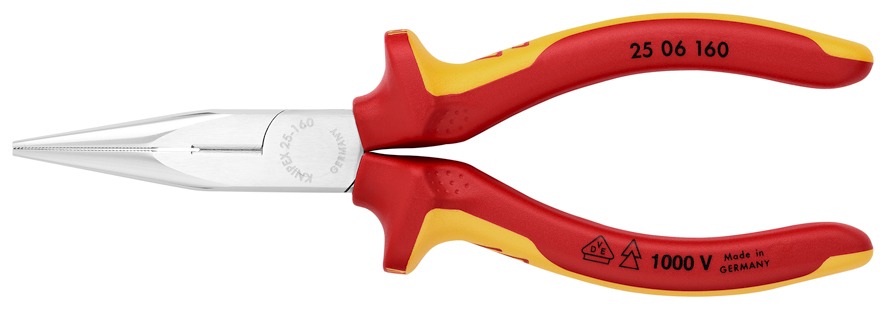 Knipex | 25 06 160 | VDE Snipe Nose Side Cutting (Radio) Pliers | Multi Component Handle | Chrome Plated 160mm Image 2