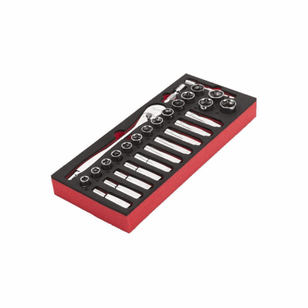 MILW Ratchet 1/2" and Socket Set 28pcs in Foam Insert Inlay 10-24mm