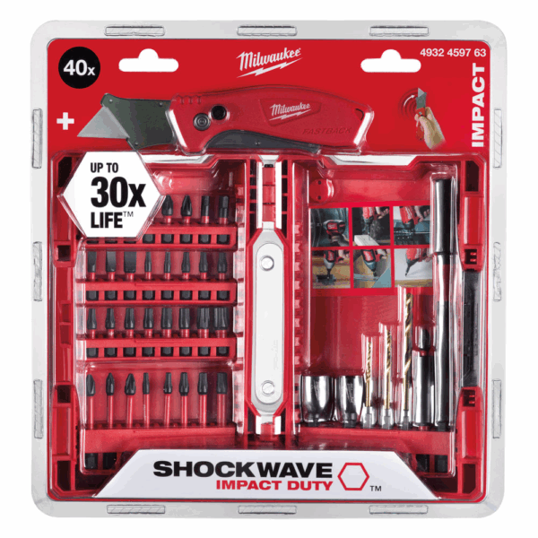 MILW Set Shockwave Drivers Bit&Drill Bits HSS Thunder Web 40PCS plus Knife
