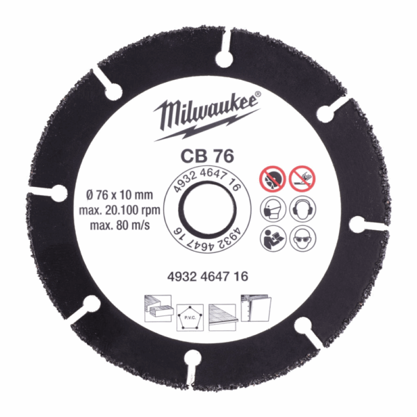 MILW CB 76 Carbide Cutting Disc 76x10x1mm For Wood/Plastic&Plasterboard for FCOT