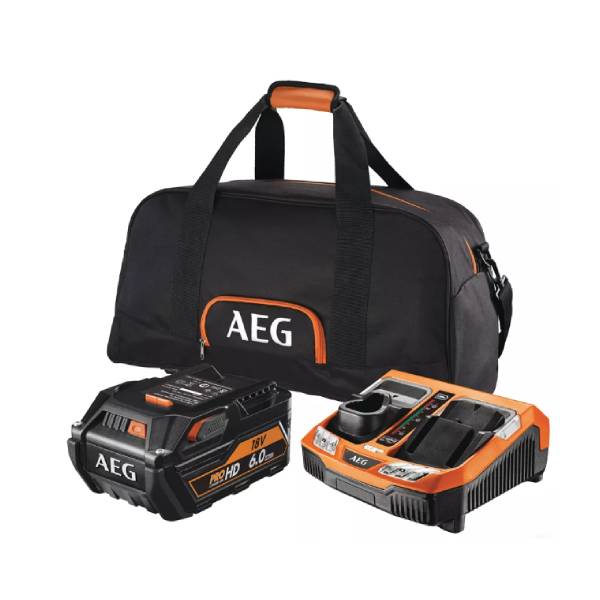 AEG Charger/Battery Set 1860RHDBLK (1 Battery 6Ah L1890+1 Charger 1218+Bag)