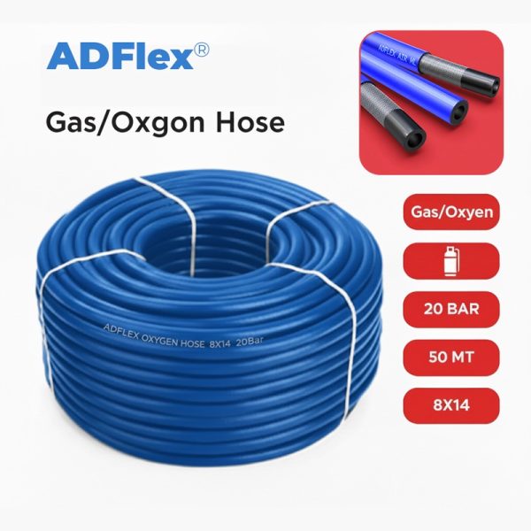 Gas/Oxygen Hose 8X14 Blue 20Bar 50 MT