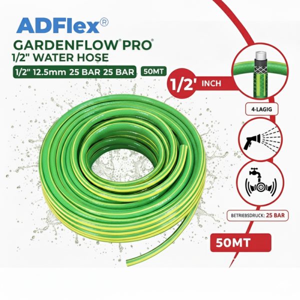Water Hose 1/2" 25Bar 12 5mm 50MT