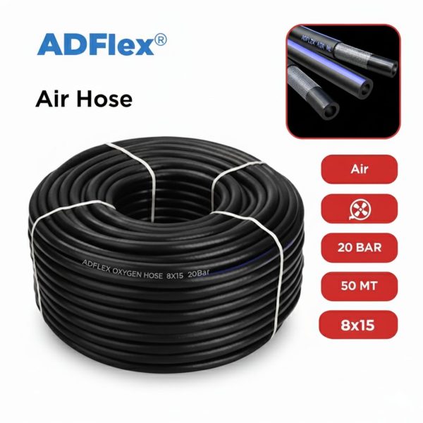 Gas/Argon Hose 8X15 Black 20Bar 50 MT