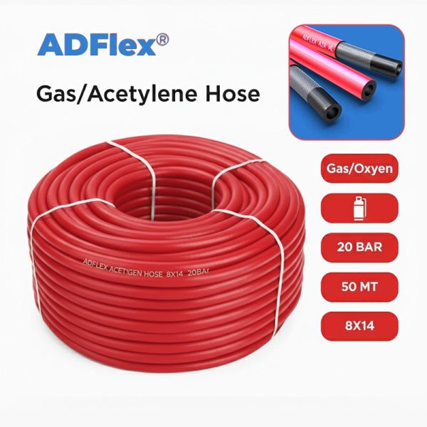 Gas/Acetylene Hose 8X14 Red 20Bar 50 MT